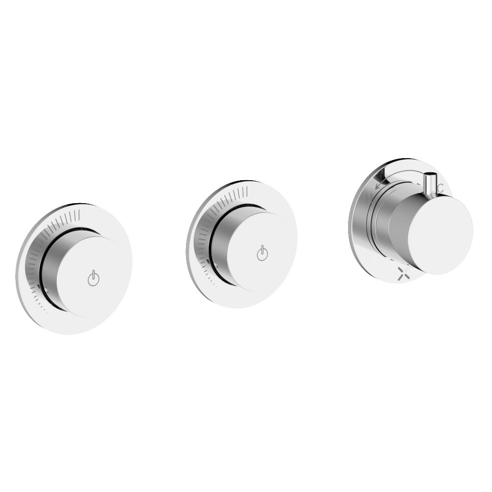 Cutout image of Crosswater Module Push Chrome Dual Outlet Shower Valve